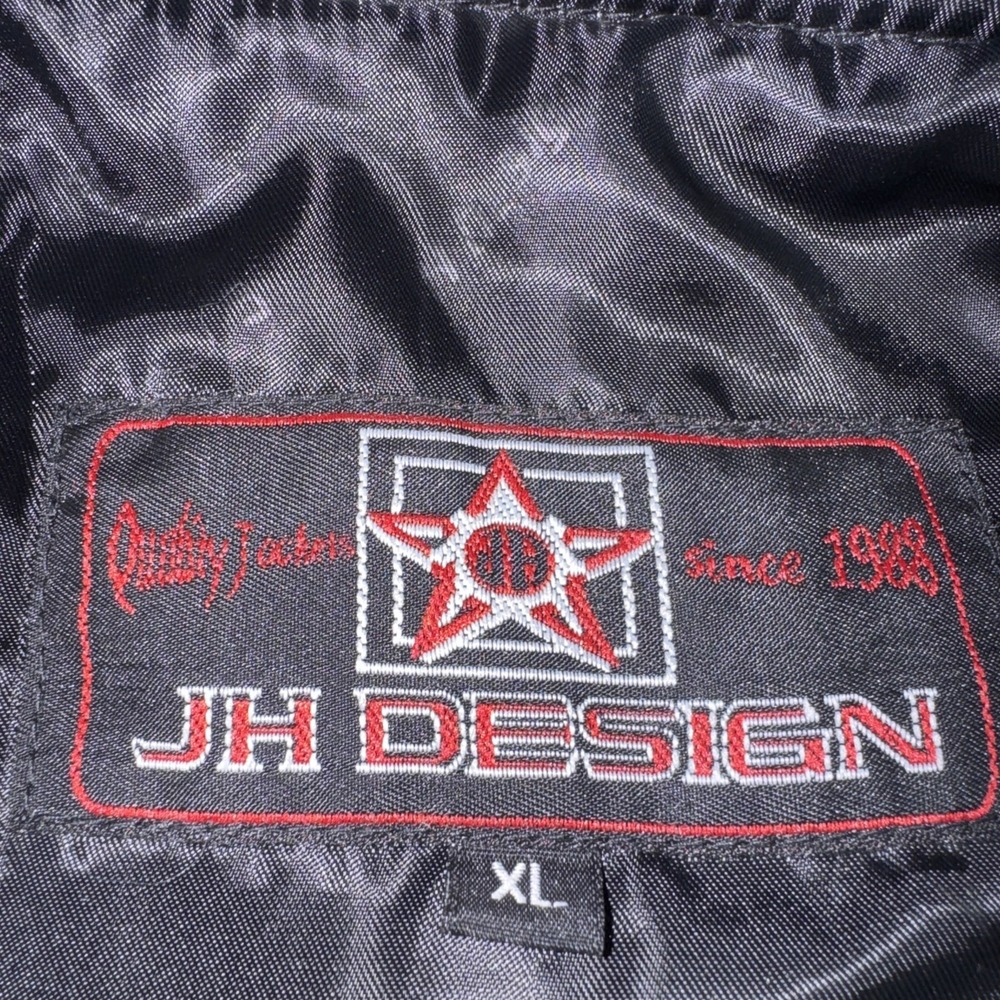 Vintage JH Design Leather Ford Mustang Embroidered Patches Racing Jacket Mens XL - Picture 10 of 14